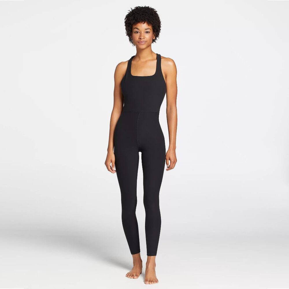 CALIA Lustralux Strappy Back Black Onesie Bodysuit
